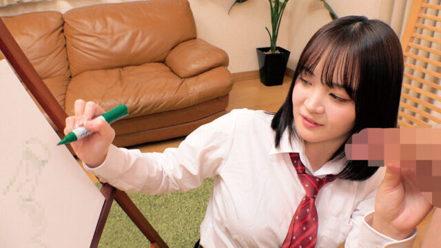 激シコ制服美少女が挑戦！？おち○ぽデッサン！あなたのオマ○コに挿れて欲しいデカチンを描いてくださいw3 背徳スリルを味わう！